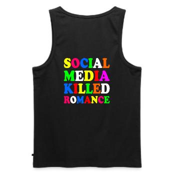social media killed romance - Männer Premium Bio Tank Top - Schwarz - Hinten - AI Model Male 178 light (178cm)