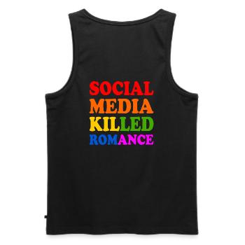 Social Media Killed Romance - Men's Premium Organic Tank Top - black - Back - AI Model Male 178 light (178cm)