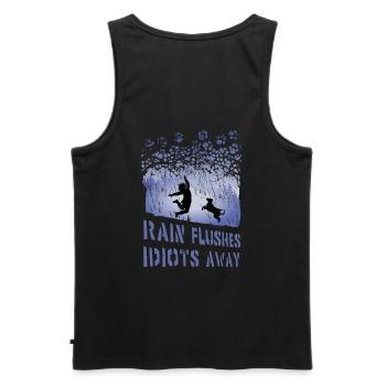 La pluie chasse les idiots (Staffy Edition, lumineux) - Débardeur bio Premium Homme - noir - Dos - AI Model Male 178 light (178cm)
