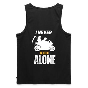I never ride alone - Men's Premium Organic Tank Top - black - Back - AI Model Male 178 light (178cm)