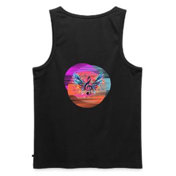 Backprint Techno Party Music Notes - Men's Premium Organic Tank Top - black - Back - AI Model Male 178 light (178cm)