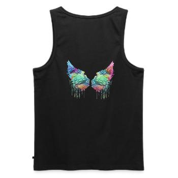 Angelwings,Wings,Watercolor,Colorful,Angel Wings - Men's Premium Organic Tank Top - black - Back - AI Model Male 178 light (178cm)