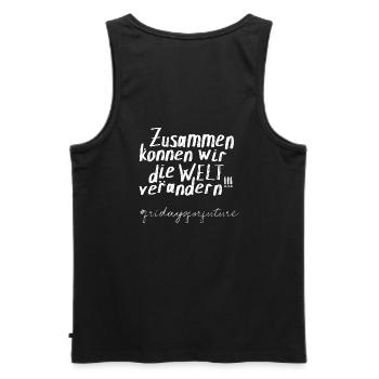 La législation sur le climat ENSEMBLE SOLUTION CLIMATIQUE FORTE - Débardeur bio Premium Homme - noir - Dos - AI Model Male 178 light (178cm)