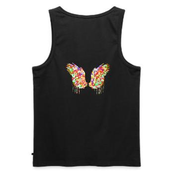 Angelwings,Wings,Watercolor,Colorful, Angel Wings - Men's Premium Organic Tank Top - black - Back - AI Model Male 178 light (178cm)