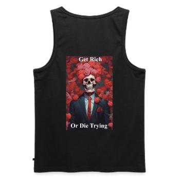 Get Rich Or Die Trying - Men's Premium Organic Tank Top - black - Back - AI Model Male 178 light (178cm)