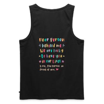 Liebe Person hinter mir, Glückich dich zu haben - Männer Premium Bio Tank Top - Schwarz - Hinten - AI Model Male 178 light (178cm)