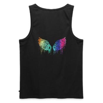 Angelwings,ailes,aquarelle,LGTB,ailes d’ange,coloré - Débardeur bio Premium Homme - noir - Dos - AI Model Male 178 light (178cm)