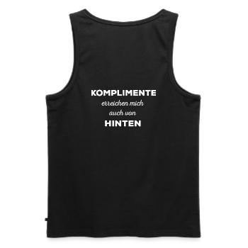 Komplimente erreichen mich auch von hinten - Männer Premium Bio Tank Top - Schwarz - Hinten - AI Model Male 178 light (178cm)