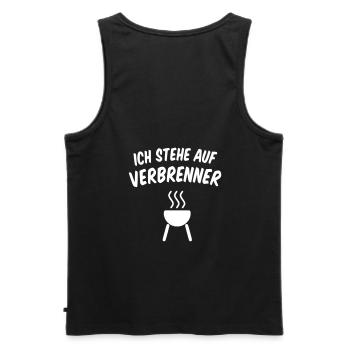 Ich stehe auf Verbrenner im Garten beim Grillen - Männer Premium Bio Tank Top - Schwarz - Hinten - AI Model Male 178 light (178cm)
