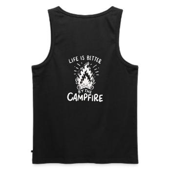 Camping - Life Is Better By The Campfire - Men's Premium Organic Tank Top - black - Back - AI Model Male 178 light (178cm)