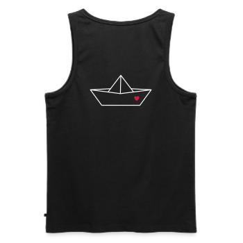 Sailboat boat paper ship heart love gift - Men's Premium Organic Tank Top - black - Back - AI Model Male 178 light (178cm)