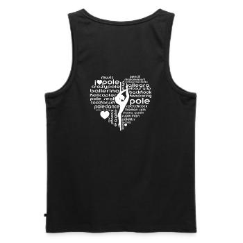 Pole Dance Heart Silhouette Word Design - Men's Premium Organic Tank Top - black - Back - AI Model Male 178 light (178cm)