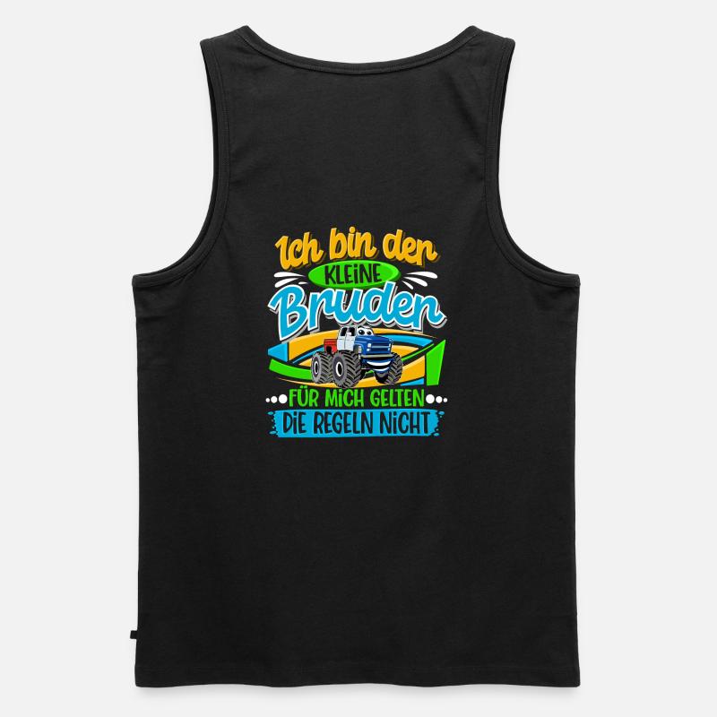 Kleiner Bruder Monstertruck - Männer Premium Bio Tank Top - Schwarz