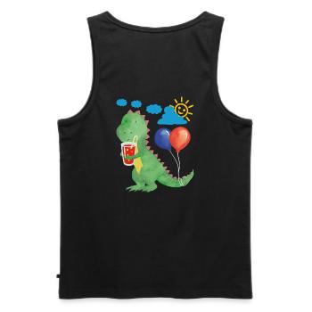 Small dino with refreshment and balloons - Men's Premium Organic Tank Top - black - Back - AI Model Male 178 light (178cm)