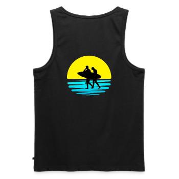 surf, spot de surf, surfing - Débardeur bio Premium Homme - noir - Dos - AI Model Male 178 light (178cm)