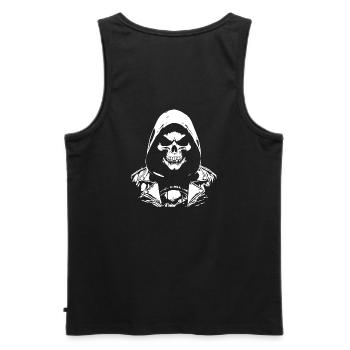 Crâne Rock and Roll | Skeleton Design Rocker - Débardeur bio Premium Homme - noir - Dos - AI Model Male 178 light (178cm)
