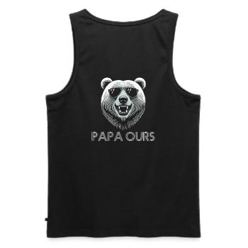 Cool bear head with sunglasses. Papa Bear - Men's Premium Organic Tank Top - black - Back - AI Model Male 178 light (178cm)