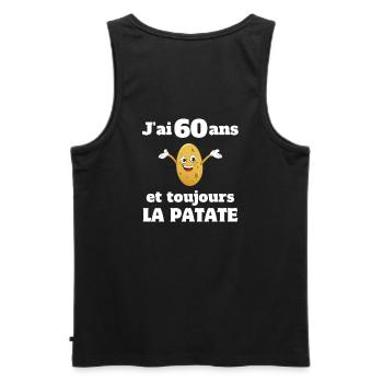 anniversaire, anniversaire 60 ans, 60 ans - Débardeur bio Premium Homme - noir - Dos - AI Model Male 178 light (178cm)