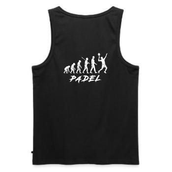 Padel Sport Evolution Modern Cool Trend 2025 - Männer Premium Bio Tank Top - Schwarz - Hinten - AI Model Male 178 light (178cm)