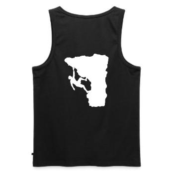Climber on the ledge - Men's Premium Organic Tank Top - black - Back - AI Model Male 178 light (178cm)