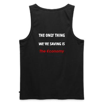 Rettung der Wirtschaft - Männer Premium Bio Tank Top - Schwarz - Hinten - AI Model Male 178 light (178cm)