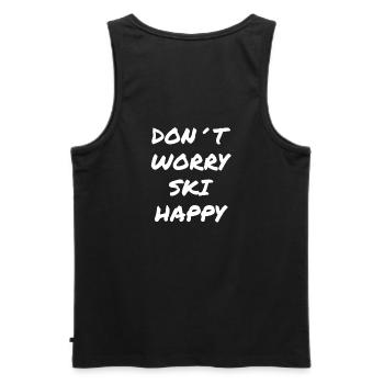 Don't Worry Ski Happy Saying - Men's Premium Organic Tank Top - black - Back - AI Model Male 178 light (178cm)