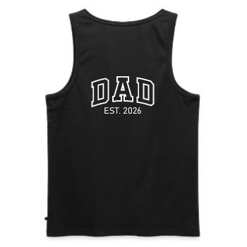 Papa est en 2026 Nouveau Papa Papa sera la fête des pères en 2026 - Débardeur bio Premium Homme - noir - Dos - AI Model Male 178 light (178cm)