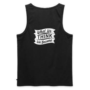 what we think we become - Männer Premium Bio Tank Top - Schwarz - Hinten - AI Model Male 178 light (178cm)