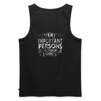 Des personnes très importantes naissent en 1985 - Débardeur bio Premium Homme - noir - Dos - AI Model Male 178 light (178cm)