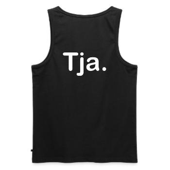 Tja. - Männer Premium Bio Tank Top - Schwarz - Hinten - AI Model Male 178 light (178cm)