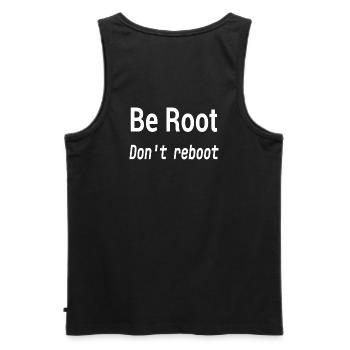 Be Root Don't Reboot – Geek-Humor - Männer Premium Bio Tank Top - Schwarz - Hinten - AI Model Male 178 light (178cm)