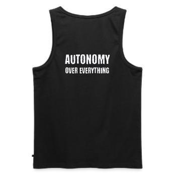 Autonomie über alles Neurodivergente PDA-Geschenk - Männer Premium Bio Tank Top - Schwarz - Hinten - AI Model Male 178 light (178cm)