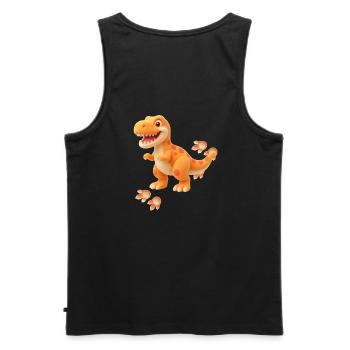 Cute dinosaur with footprints | Friendly Dinos - Men's Premium Organic Tank Top - black - Back - AI Model Male 178 light (178cm)