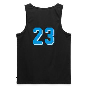 dreiundzwanzig - Men's Premium Organic Tank Top - black - Back - AI Model Male 178 light (178cm)