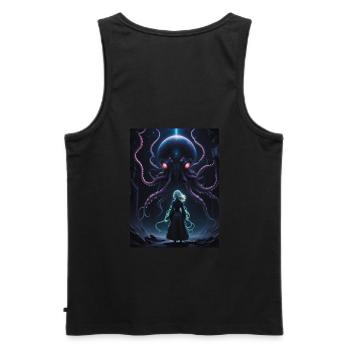 Kraken of the Cosmos - Men's Premium Organic Tank Top - black - Back - AI Model Male 178 light (178cm)