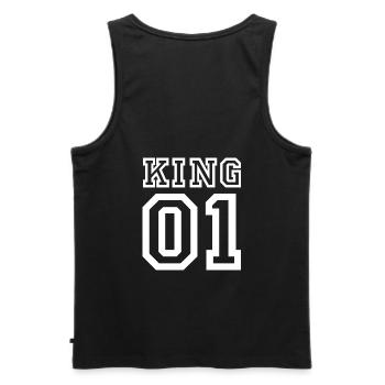 King 01, amour de couple, amoureux, relation, amour - Débardeur bio Premium Homme - noir - Dos - AI Model Male 178 light (178cm)