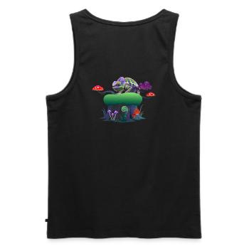 Neon Chameleon on Mushroom Rock - Men's Premium Organic Tank Top - black - Back - AI Model Male 178 light (178cm)