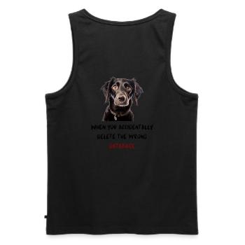 When you accidentally delete the wrong database - Men's Premium Organic Tank Top - black - Back - AI Model Male 178 light (178cm)