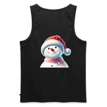 Charmanter Schneemann in Winterkleidung - Männer Premium Bio Tank Top - Schwarz - Hinten - AI Model Male 178 light (178cm)