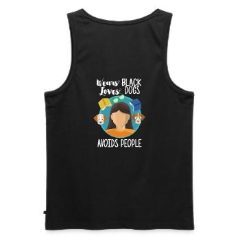 Introvert - Men's Premium Organic Tank Top - black - Back - AI Model Male 178 light (178cm)