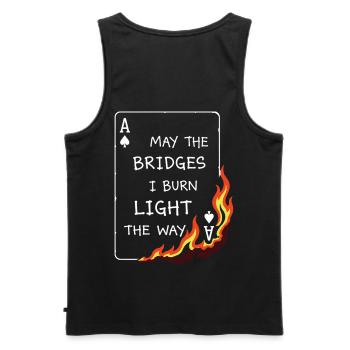 Que les ponts je brûle – Carte de poker brûlante - Débardeur bio Premium Homme - noir - Dos - AI Model Male 178 light (178cm)