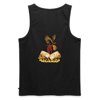 Bitcoin BTC & Phönix - Blockchain Satoshi Nakamoto - Männer Premium Bio Tank Top - Schwarz - Hinten - AI Model Male 178 light (178cm)