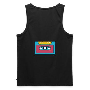 Kassette - Männer Premium Bio Tank Top - Schwarz - Hinten - AI Model Male 178 light (178cm)