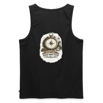 Stay On Your Own Path | Compass Design - Männer Premium Bio Tank Top - Schwarz - Hinten - AI Model Male 178 light (178cm)