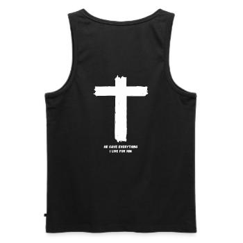 Kreuz - Il a tout donné, je vis pour lui - Débardeur bio Premium Homme - noir - Dos - AI Model Male 178 light (178cm)