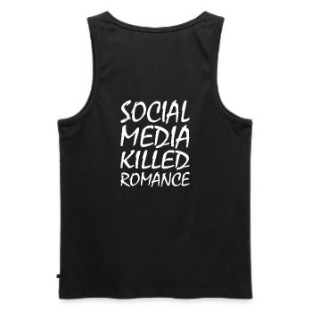 social media killed romance - Männer Premium Bio Tank Top - Schwarz - Hinten - AI Model Male 178 light (178cm)