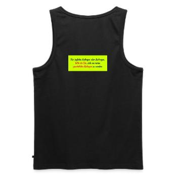 Spruch für Arbeitskollegen - Weiterleitung an Team - Männer Premium Bio Tank Top - Schwarz - Hinten - AI Model Male 178 light (178cm)