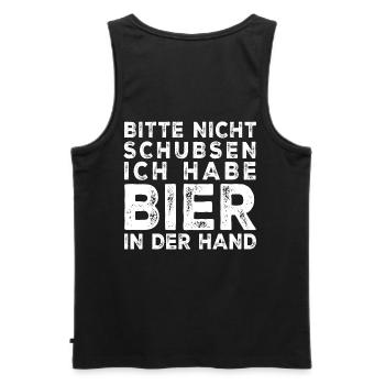 Bitte nicht schubsen - Männer Premium Bio Tank Top - Schwarz - Hinten - AI Model Male 178 light (178cm)