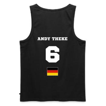 Andy Theke - Männer Premium Bio Tank Top - Schwarz - Hinten - AI Model Male 178 light (178cm)