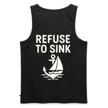 Refuse to Sink – Maritime Typo Meer Segeln Boot - Männer Premium Bio Tank Top - Schwarz - Hinten - AI Model Male 178 light (178cm)